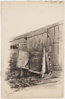 KT 1128
<br/>
Een schuurtje met een ton
<br/>
<em>Bastert, Nicolaas (1854-1939)</em>